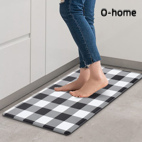 Ohome Farmhouse Kitchen Rug Buffalo Plaid Kitchen Rug Waterproof Non